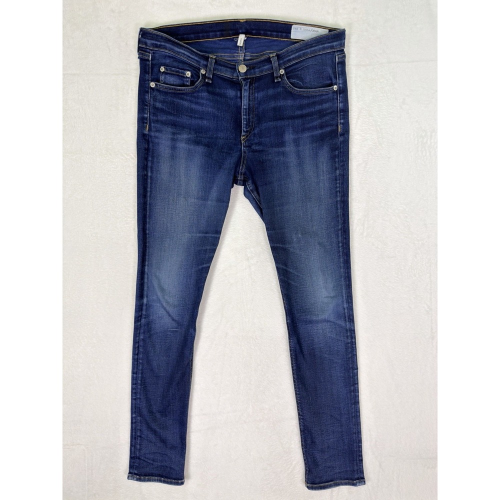 Rag & Bone Jeans Womens 32‎ Blue Skinny Dark Wash Denim Mid Rise Stretch